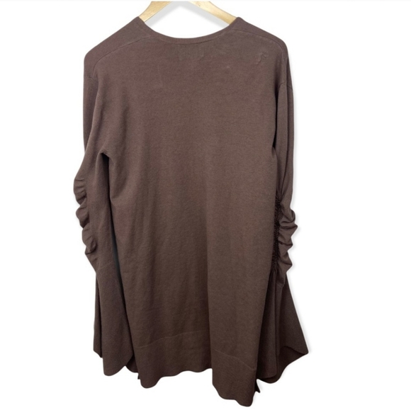 Hinge Bell Sleeve Brown Cardigan Ruched Bohemian Nordstrom Size Medium Sweater - Picture 8 of 11